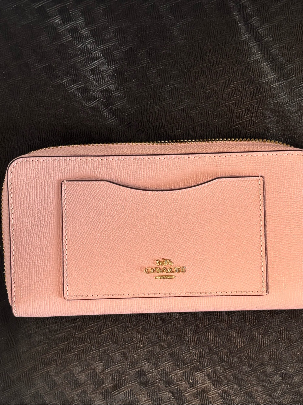 Coach Pink Leather Zip Around Wallet with Exterior Card Slot